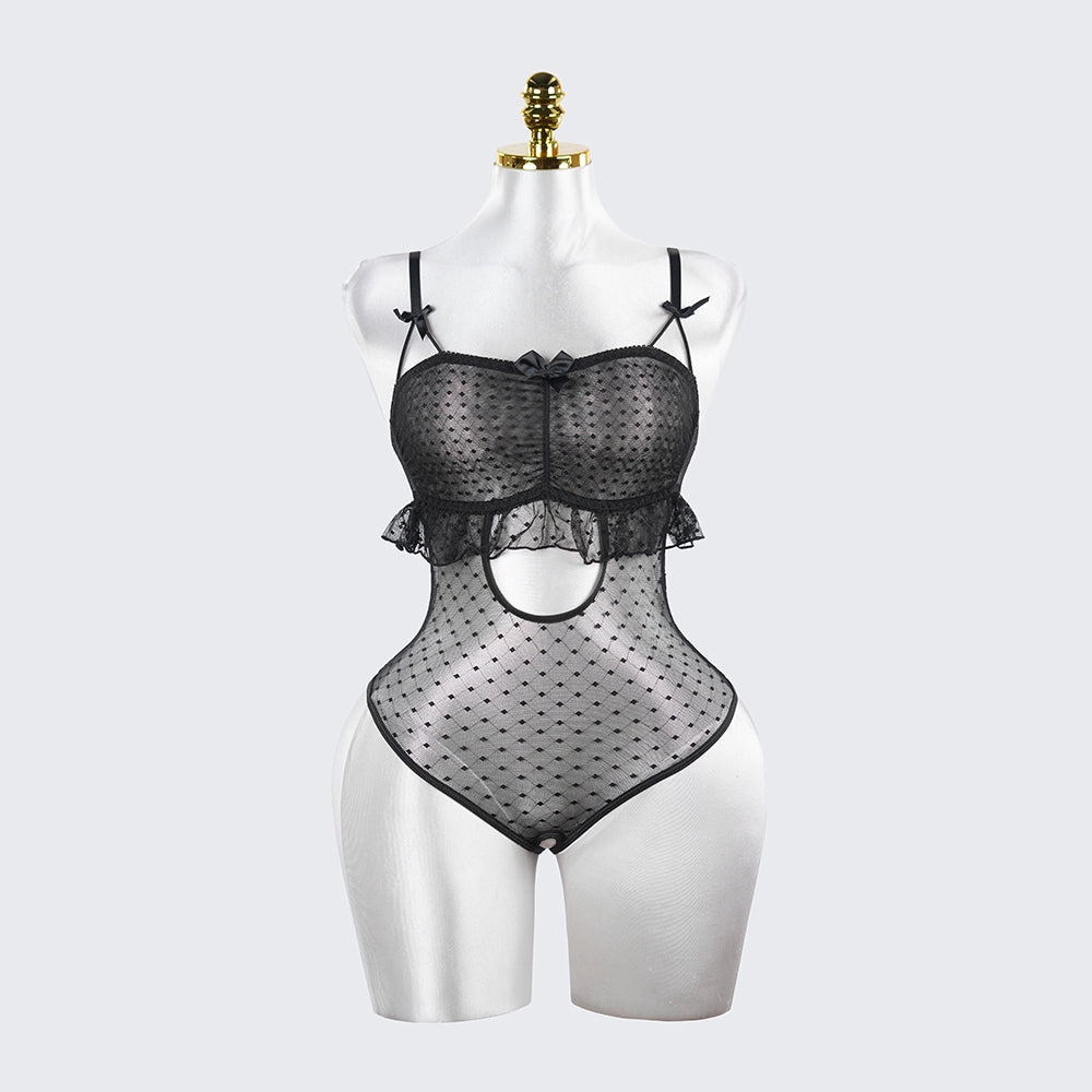 Sheer Lace Stitching Seductive See-Through Bodysuit