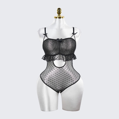 Sheer Lace Stitching Seductive See-Through Bodysuit