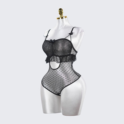 Sheer Lace Stitching Seductive See-Through Bodysuit