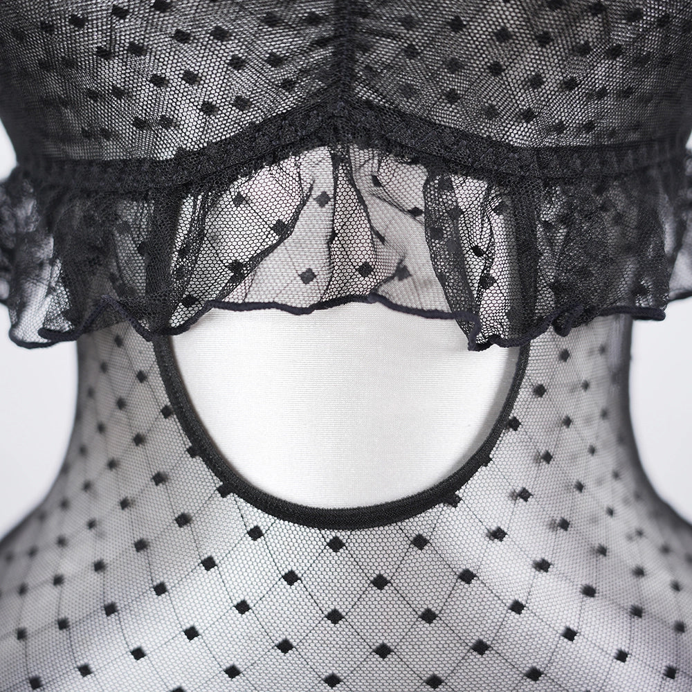 Sheer Lace Stitching Seductive See-Through Bodysuit