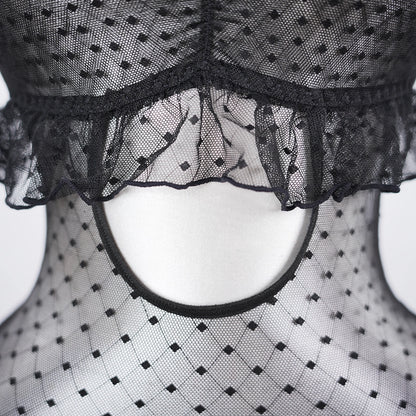 Sheer Lace Stitching Seductive See-Through Bodysuit