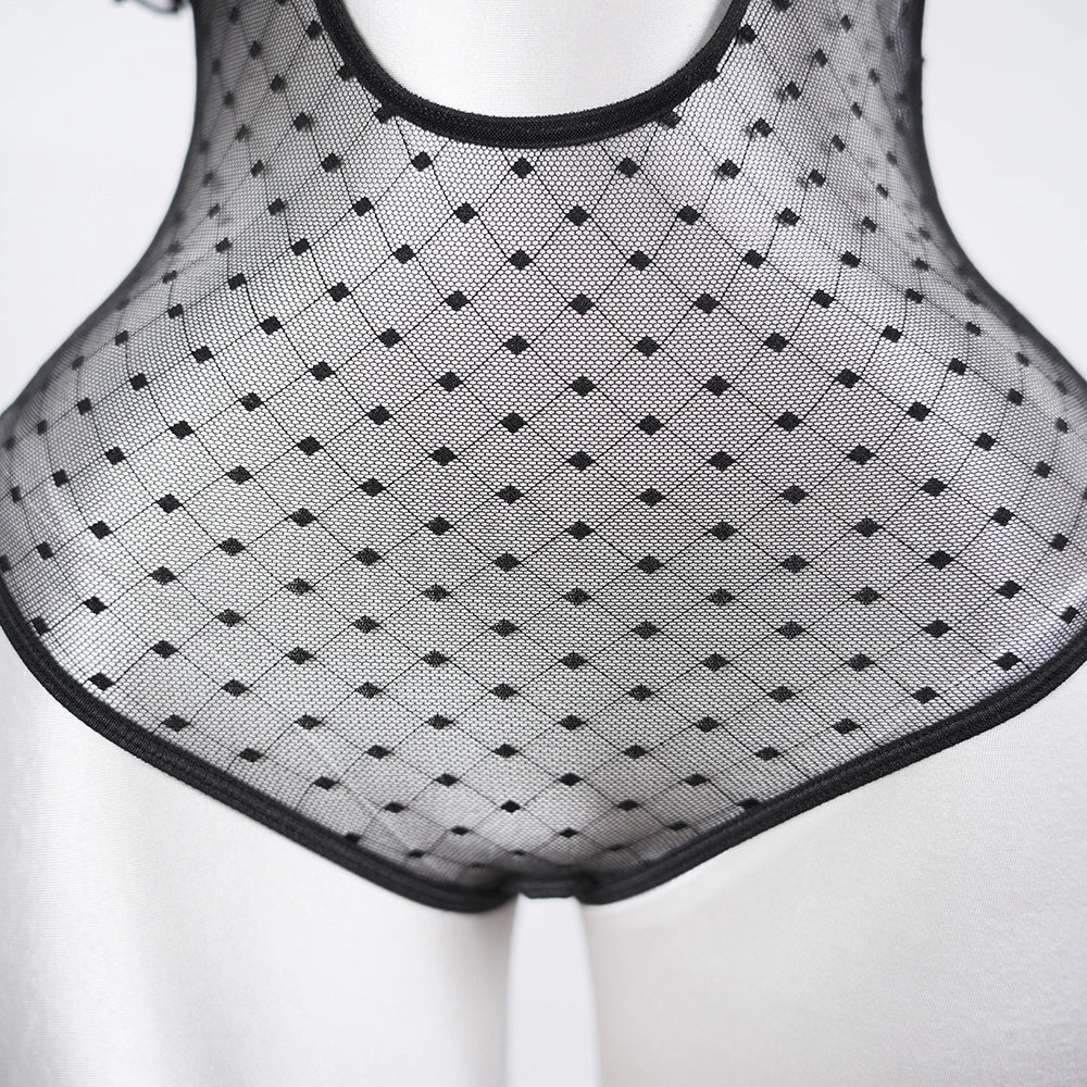Sheer Lace Stitching Seductive See-Through Bodysuit