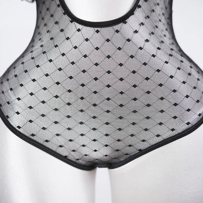 Sheer Lace Stitching Seductive See-Through Bodysuit