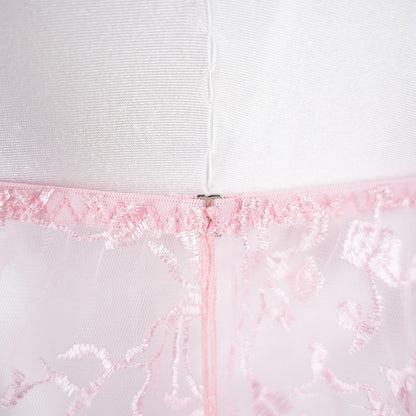 Embroidered Mesh Lace Deep V Lingerie Set