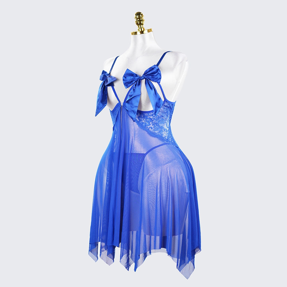 Plus Size Open Bust Adjustable Bow Spaghetti Strap Dress