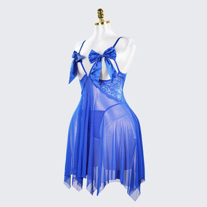 Plus Size Open Bust Adjustable Bow Spaghetti Strap Dress