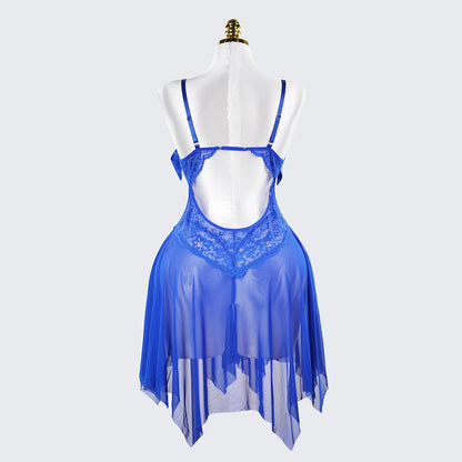 Plus Size Open Bust Adjustable Bow Spaghetti Strap Dress