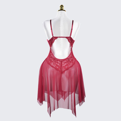 Plus Size Open Bust Adjustable Bow Spaghetti Strap Dress