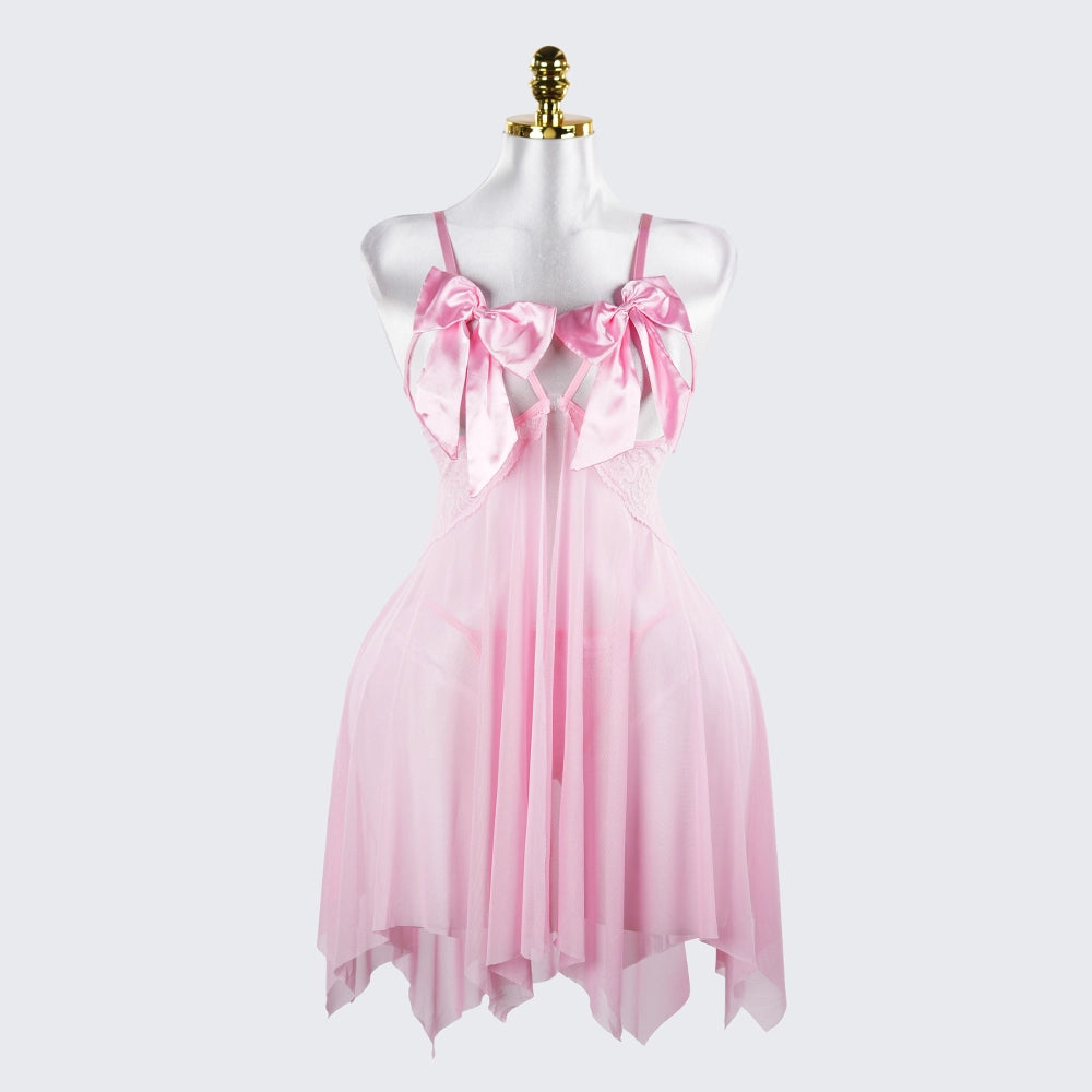 Plus Size Open Bust Adjustable Bow Spaghetti Strap Dress