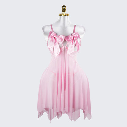 Plus Size Open Bust Adjustable Bow Spaghetti Strap Dress