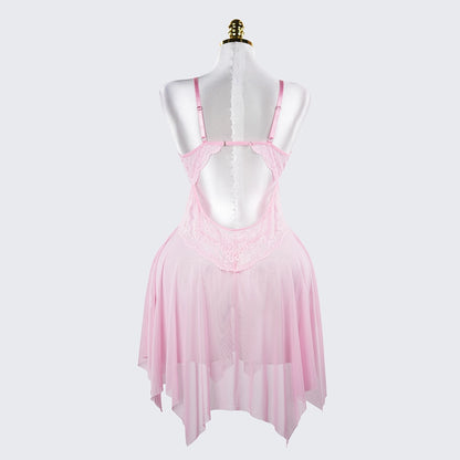 Plus Size Open Bust Adjustable Bow Spaghetti Strap Dress