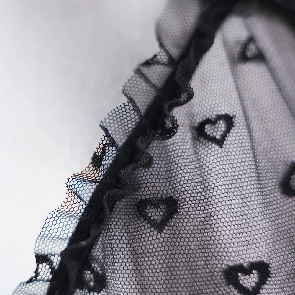 Plus Size Heart Pattern Mesh Lace Lingerie Set