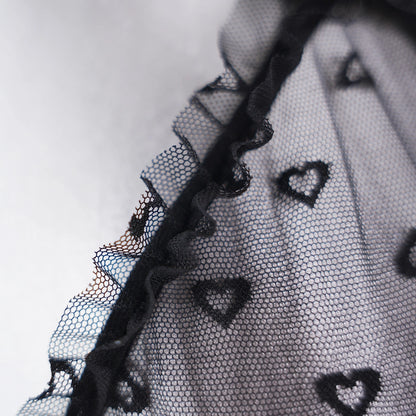 Plus Size Heart Pattern Mesh Lace Lingerie Set