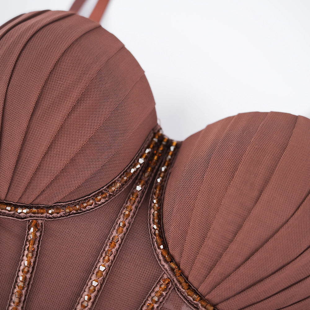 Padded Rhinestone Boning Shaping Corset Top