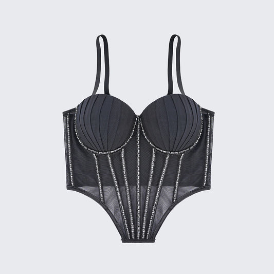 Padded Rhinestone Boning Shaping Corset Top