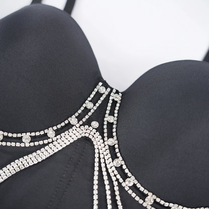 Rhinestone Chain Tassel Sexy Slimming Corset Top
