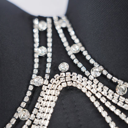 Rhinestone Chain Tassel Sexy Slimming Corset Top