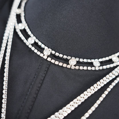Rhinestone Chain Tassel Sexy Slimming Corset Top