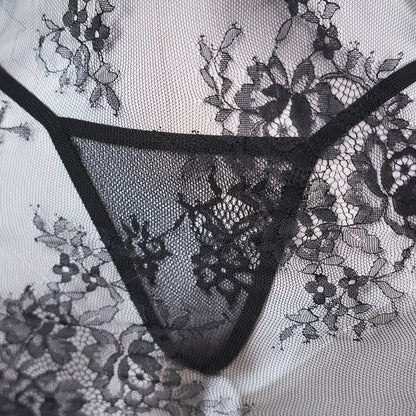 Lace Embroidery See-Through Bridal Lingerie Dress