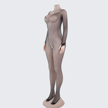 [2+ Items, 300 EGP Each] Women's See-Through Fishnet Open Crotch Net Tights Bodystocking