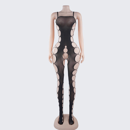[2+ Items, 300 EGP Each] Spaghetti Strap Cutout Sheer Mesh Bodystocking
