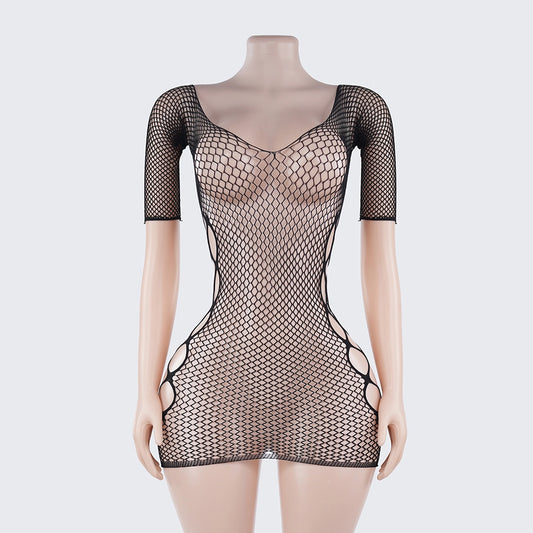 [2+ Items, 300 EGP Each] Sheer Fishnet Bodycon Dress Lingerie Hollow Out Chemise