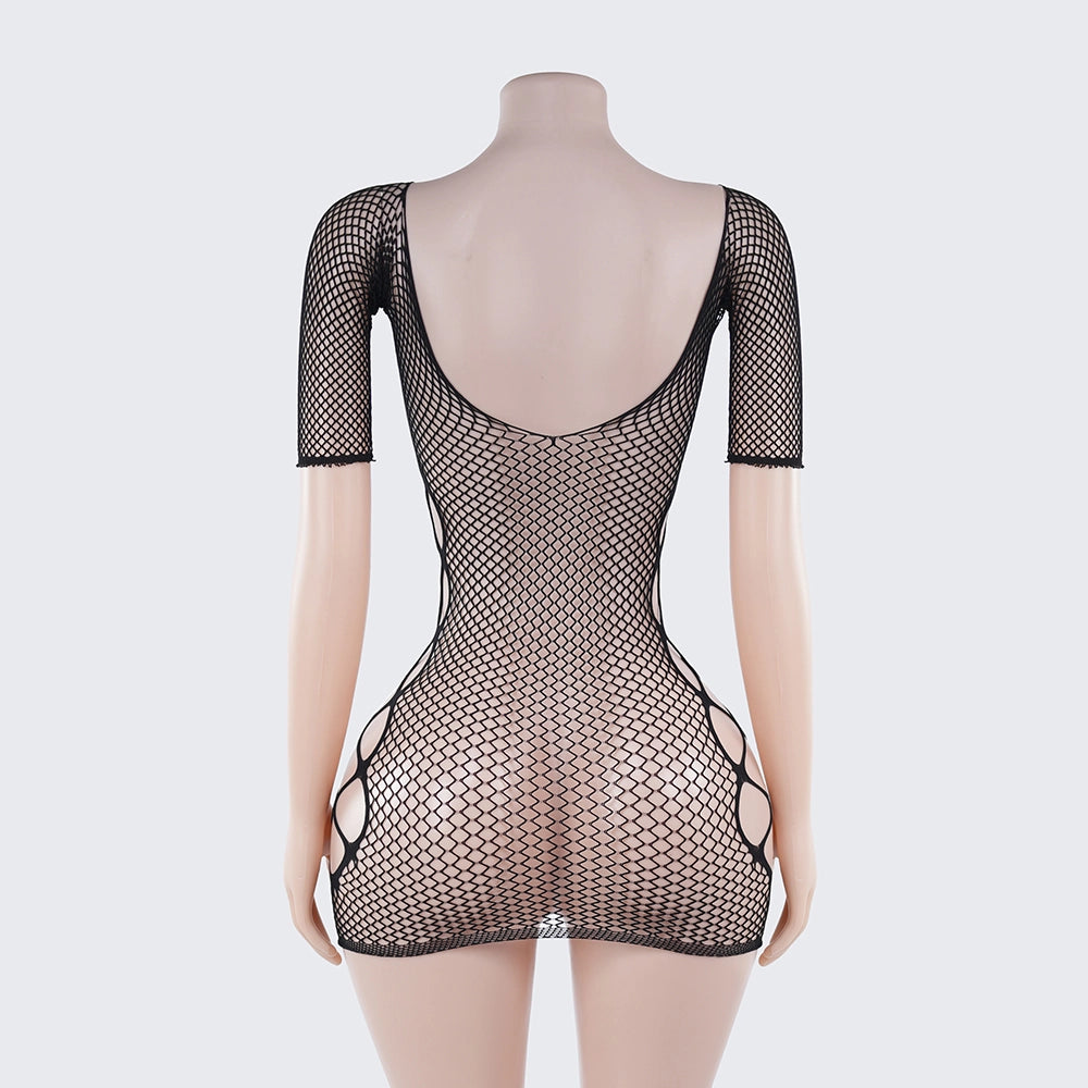 [2+ Items, 300 EGP Each] Sheer Fishnet Bodycon Dress Lingerie Hollow Out Chemise