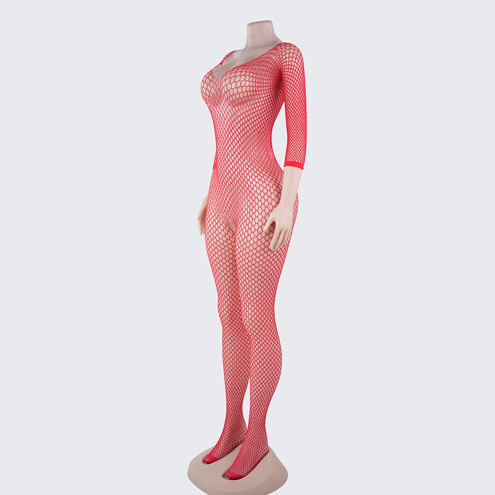 [2+ Items, 300 EGP Each] Women's See-Through Fishnet Open Crotch Net Tights Bodystocking