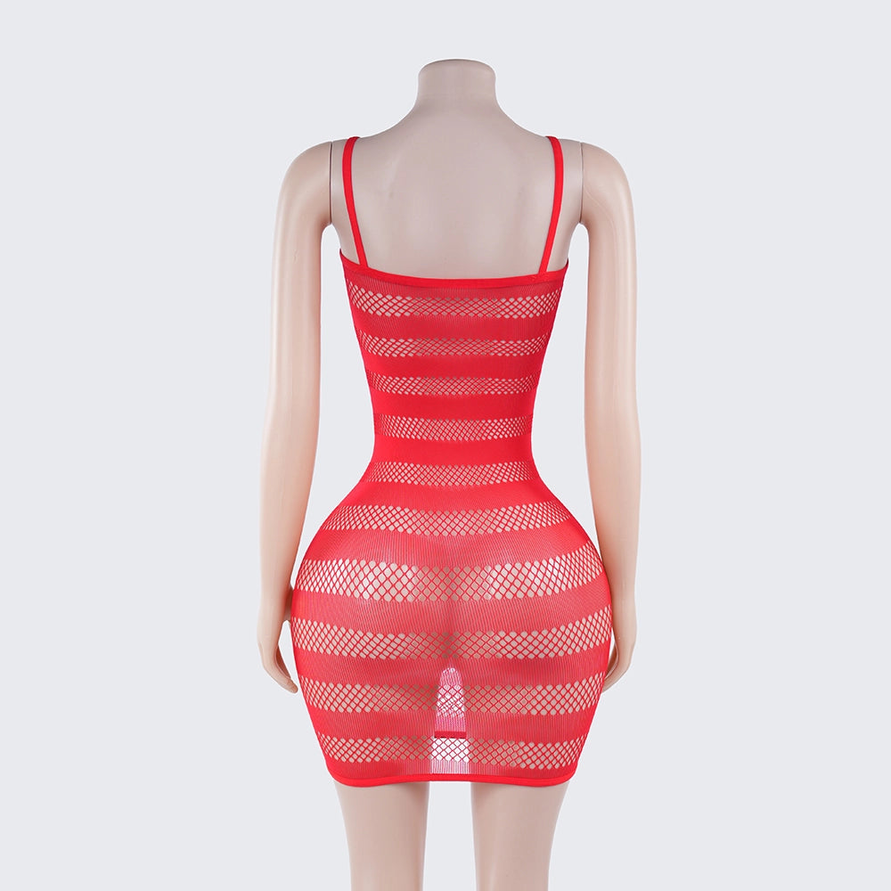 [2+ Items, 300 EGP Each] Sexy Striped Fishnet Spaghetti Strap Chemise