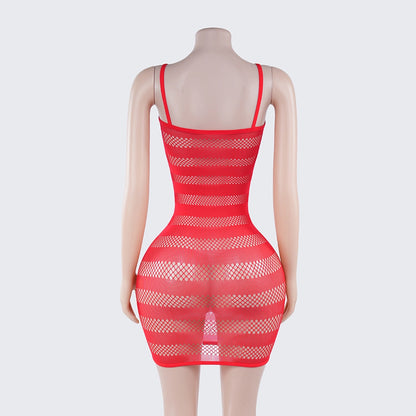 [2+ Items, 300 EGP Each] Sexy Striped Fishnet Spaghetti Strap Chemise