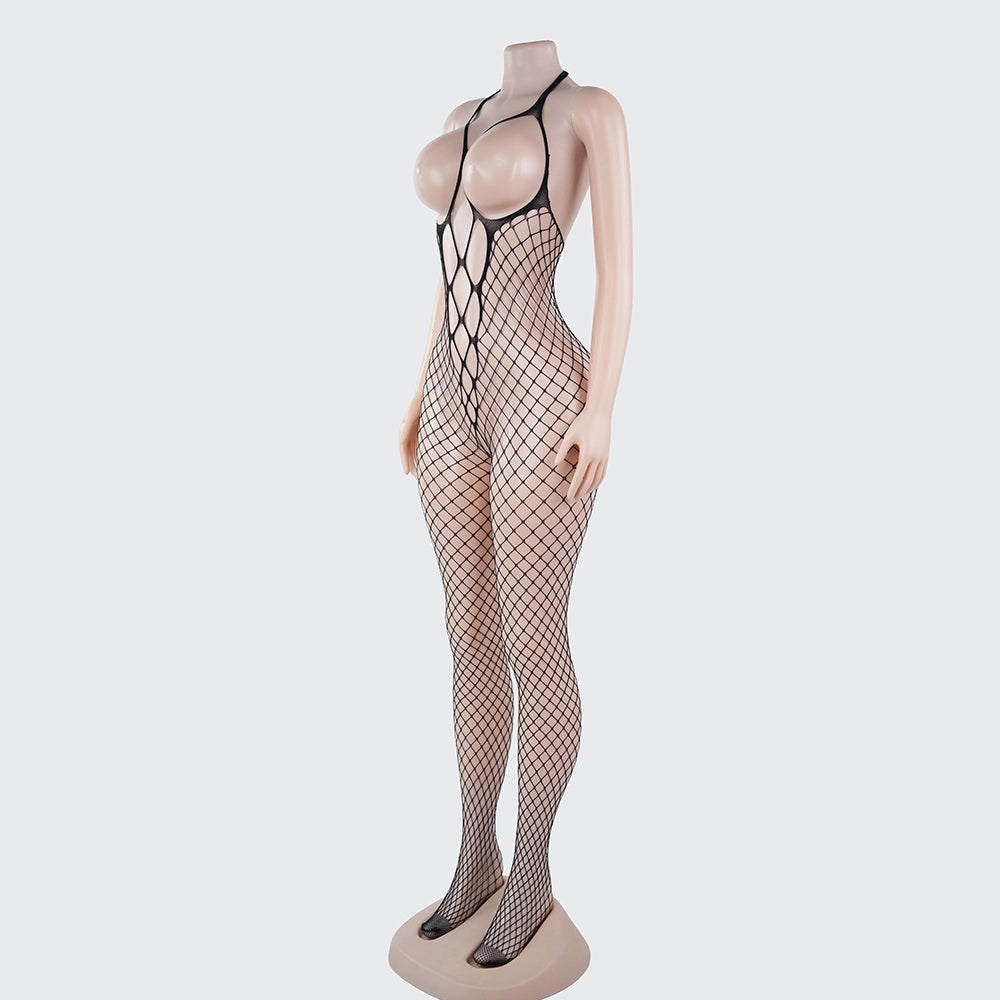 [2+ Items, 300 EGP Each] Sexy Fishnet Mesh Bodystocking Crotchless Cutout Halter Lingerie