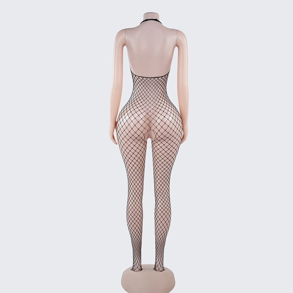 [2+ Items, 300 EGP Each] Sexy Fishnet Mesh Bodystocking Crotchless Cutout Halter Lingerie