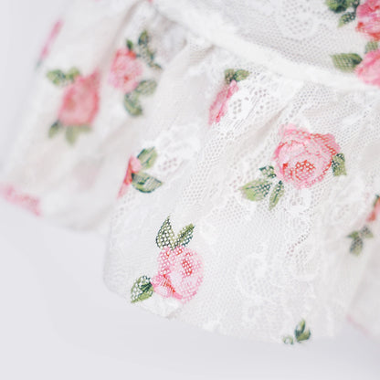 Deep V Rose Print Chemise Spaghetti Strap Slip Dress