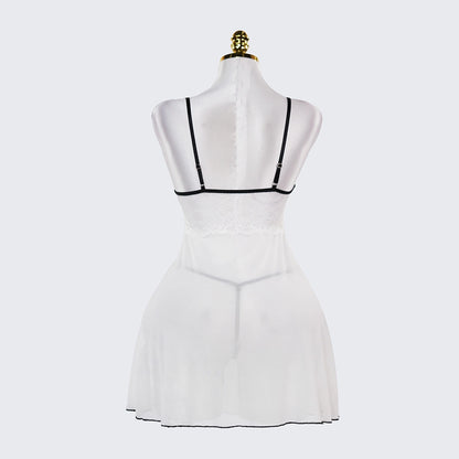 Sheer Mesh Lace Patchwork Sexy Spaghetti Strap Slip Dress