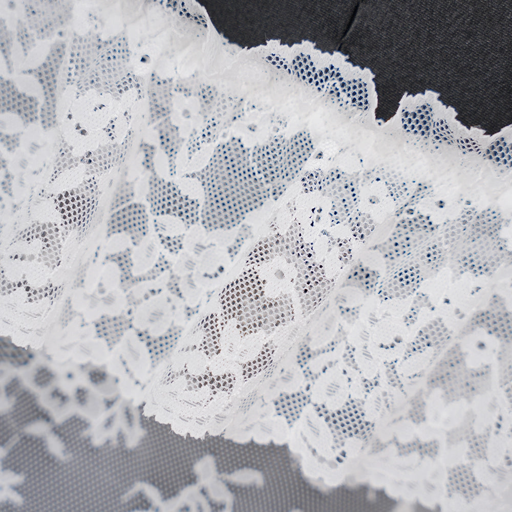 Lace Embroidery Deep V See-Through Babydoll Skirt