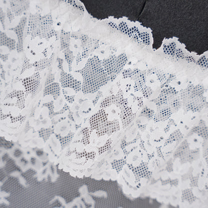 Lace Embroidery Deep V See-Through Babydoll Skirt