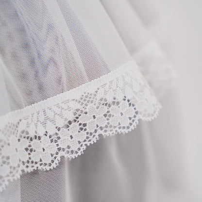 Lace Embroidery Deep V See-Through Babydoll Skirt