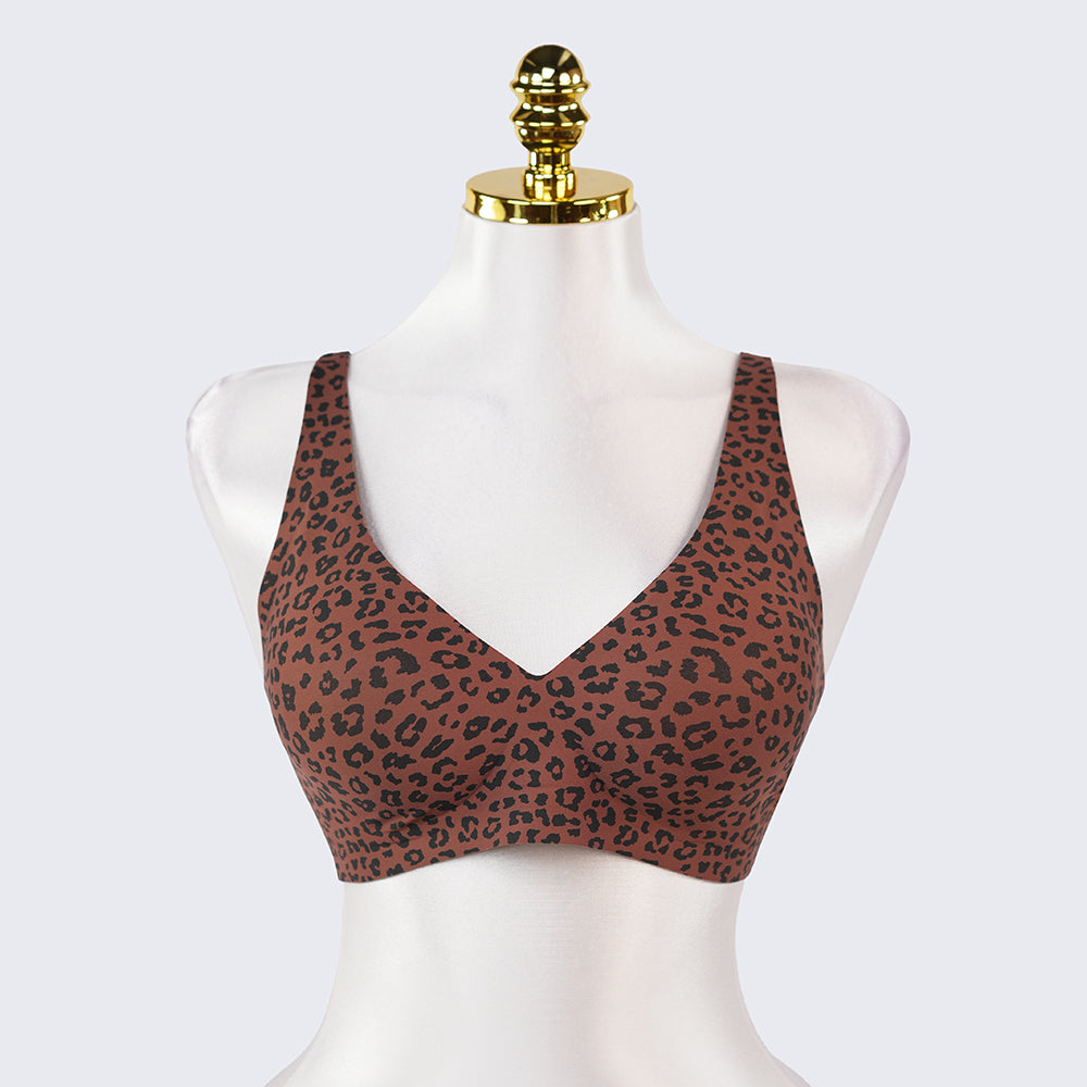 Seamless Wireless Full Coverage Comfort Bra Underwire Free Leopard