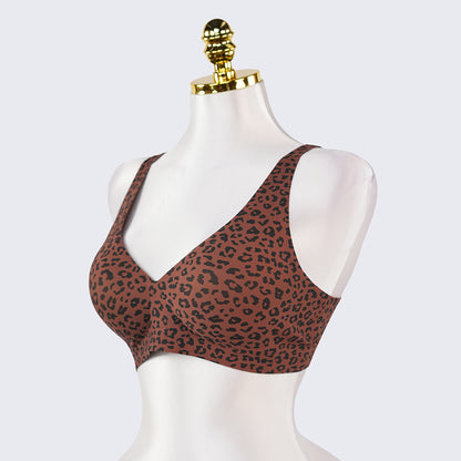 Seamless Wireless Full Coverage Comfort Bra Underwire Free Leopard