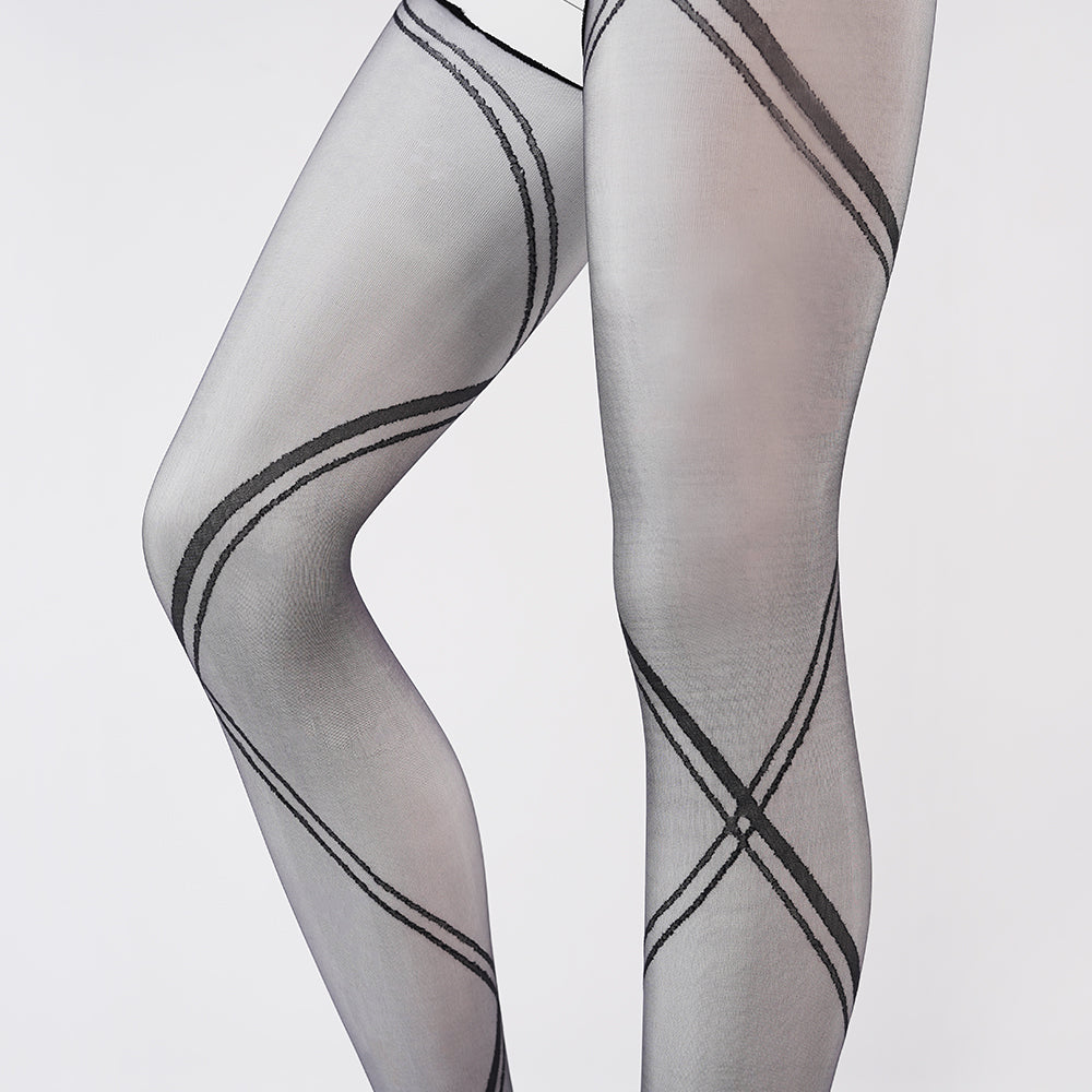 Ultra-Thin Sexy Shiny Pantyhose with Jacquard and Straps