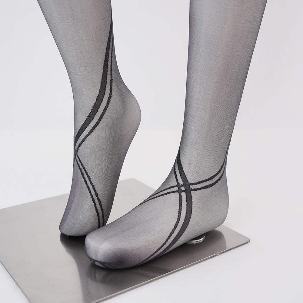 Ultra-Thin Sexy Shiny Pantyhose with Jacquard and Straps