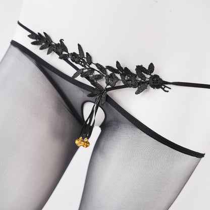 Embroidered Pantyhose Bell Pendant Ultra-Thin Stockings