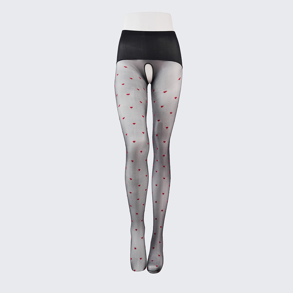 Red Heart Ultra Sheer Black Pantyhose Anti-Snag Jacquard Tights