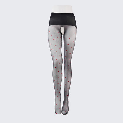 Red Heart Ultra Sheer Black Pantyhose Anti-Snag Jacquard Tights