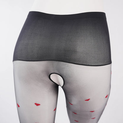 Red Heart Ultra Sheer Black Pantyhose Anti-Snag Jacquard Tights