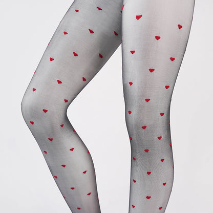 Red Heart Ultra Sheer Black Pantyhose Anti-Snag Jacquard Tights