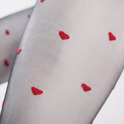 Red Heart Ultra Sheer Black Pantyhose Anti-Snag Jacquard Tights