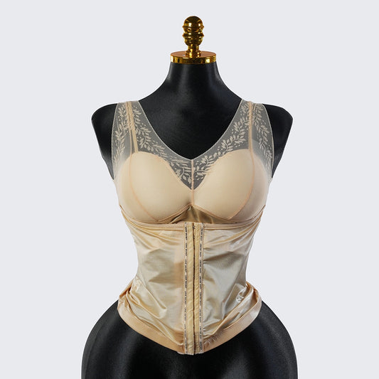 One-Piece Long Lace Camisole Built-in Bra Waist Shaper