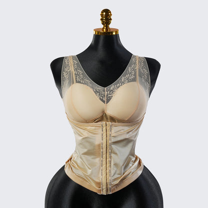 One-Piece Long Lace Camisole Built-in Bra Waist Shaper