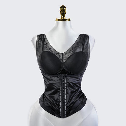 One-Piece Long Lace Camisole Built-in Bra Waist Shaper